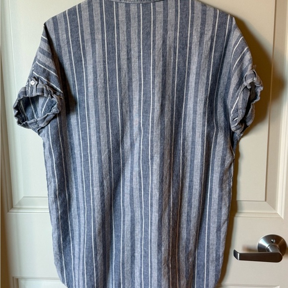 Sigrid Olsen Artisan crafted, resortwear, Blue and White Striped Shirt size med - Picture 3 of 5